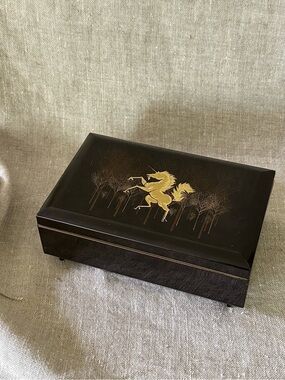 Vintage Otagiri Unicorn Music Jewelry Box